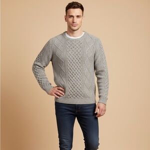 Men's Stylish Gray Cable Knit Sweater